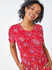 Roman Red Petite Floral Print Midi Dress - Image 3 of 5
