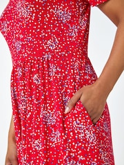 Roman Red Petite Floral Print Midi Dress - Image 5 of 5
