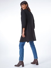 Roman Black Textured Longline Jacket - Image 4 of 6
