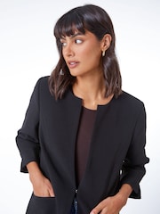 Roman Black Textured Longline Jacket - Image 5 of 6