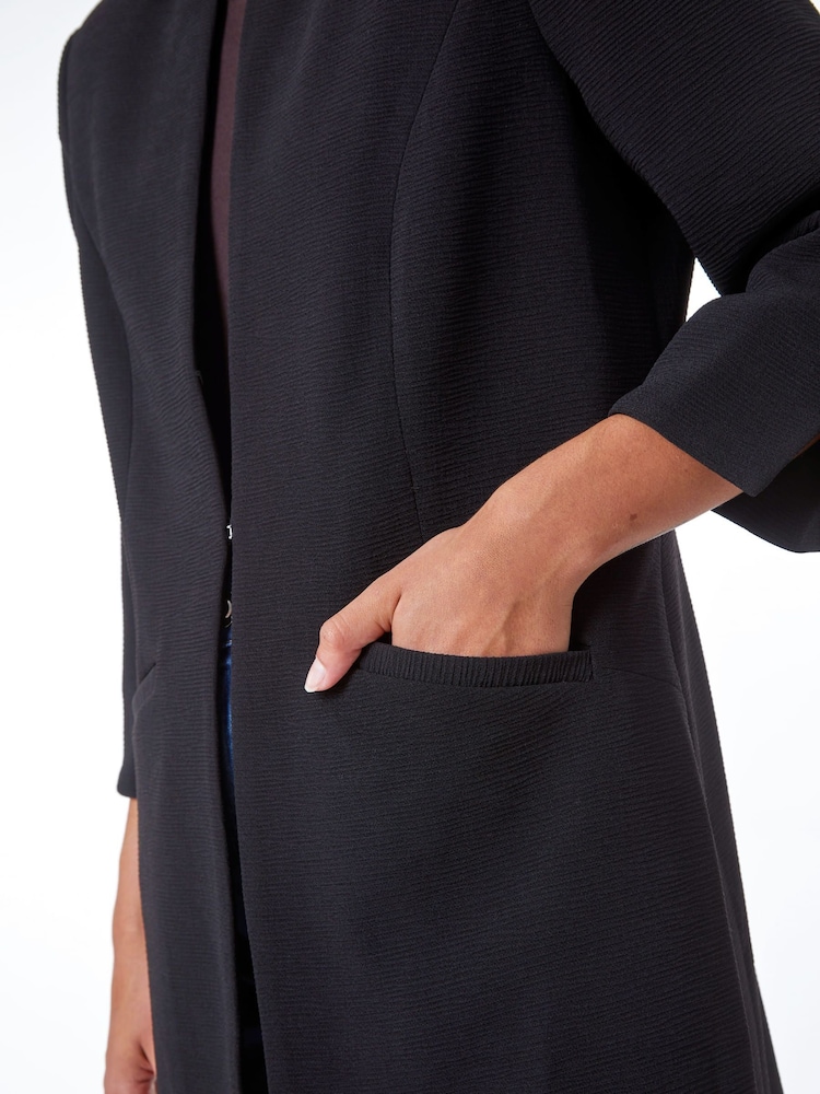 Roman Black Textured Longline Jacket - Image 6 of 6