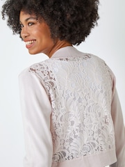 Roman Light Pink Knitted Lace Back Shrug - Image 4 of 4