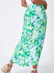 Roman Green Petite Tie Dye Wrap Around Sarong Skirt - Image 2 of 5