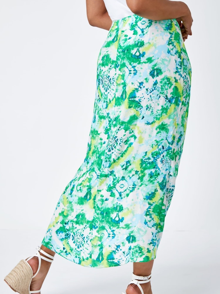 Roman Green Petite Tie Dye Wrap Around Sarong Skirt - Image 2 of 5