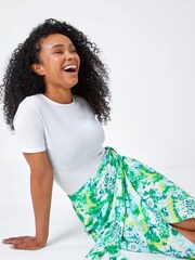 Roman Green Petite Tie Dye Wrap Around Sarong Skirt - Image 4 of 5