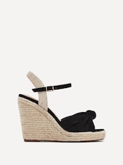 Schwarz - Linzi Rio Espadrilles mit dicker Sohle, Keilabsatz in Seiloptik und Knotenriemen - Bild 2 von 5