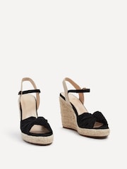 Schwarz - Linzi Rio Espadrilles mit dicker Sohle, Keilabsatz in Seiloptik und Knotenriemen - Bild 3 von 5