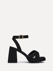 Linzi Black Giselle Platform Heeled Sandals With Cross Front Straps - Image 2 of 5