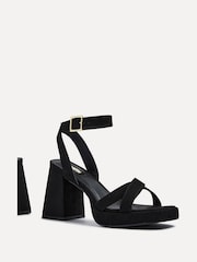 Linzi Black Giselle Platform Heeled Sandals With Cross Front Straps - Image 4 of 5