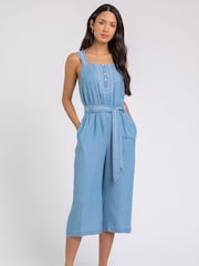 Roman Blue Embroidered Wide Leg Jumpsuit - Image 1 of 1