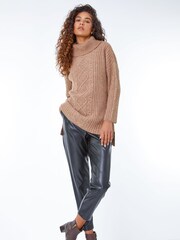 Roman Natural Cable Knit Ribbed Tunic Jumper - Image 3 of 5