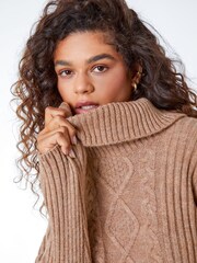 Roman Natural Cable Knit Ribbed Tunic Jumper - Image 5 of 5