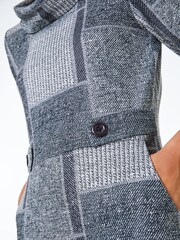 Roman Grey Patchwork Cowl Neck Button Detail Dress - Image 5 of 5