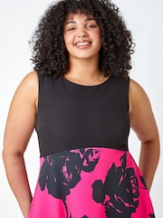 Roman Black Curve Premium Stretch Floral Midi Dress - Image 4 of 5