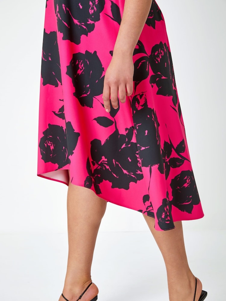 Roman Black Curve Premium Stretch Floral Midi Dress - Image 5 of 5