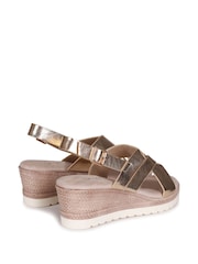Linzi Gold Myla Sling Back Wedge Espadrille Sandals With Cross Over Front Strap - Image 4 of 4