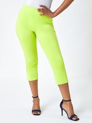 Roman Lemon Green Petite Cropped Stretch Capri Trousers - Image 1 of 5