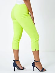 Roman Lemon Green Petite Cropped Stretch Capri Trousers - Image 2 of 5