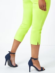 Roman Lemon Green Petite Cropped Stretch Capri Trousers - Image 5 of 5
