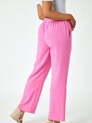 Roman Pink Petite Wide Leg Linen Trousers - Image 2 of 5