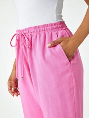 Roman Pink Petite Wide Leg Linen Trousers - Image 5 of 5