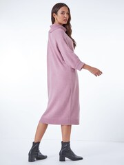 Roman Pink Roll Neck Knitted Midi Jumper Dress - Image 3 of 6