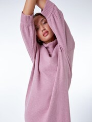 Roman Pink Roll Neck Knitted Midi Jumper Dress - Image 5 of 6