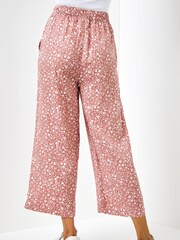 Roman Pink Ditsy Floral Print Waist Tie Culottes - Image 3 of 4