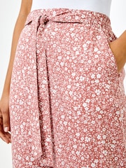 Roman Pink Ditsy Floral Print Waist Tie Culottes - Image 4 of 4
