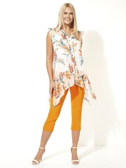Roman Orange Chrome Cropped Stretch Capri Trousers - Image 3 of 3