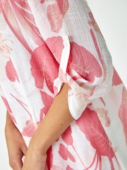 Roman Pink Floral Print Pleat Front Top - Image 5 of 5