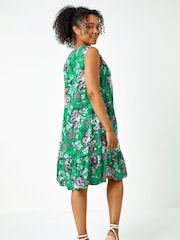 Roman Green Floral Print Frill Hem Dress - Image 2 of 5