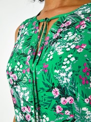 Roman Green Floral Print Frill Hem Dress - Image 5 of 5