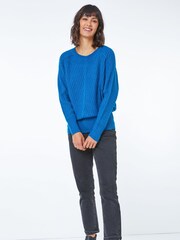 Roman Blue Ribbed Batwing Jumper - Image 2 of 5