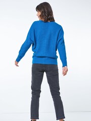 Roman Blue Ribbed Batwing Jumper - Image 3 of 5