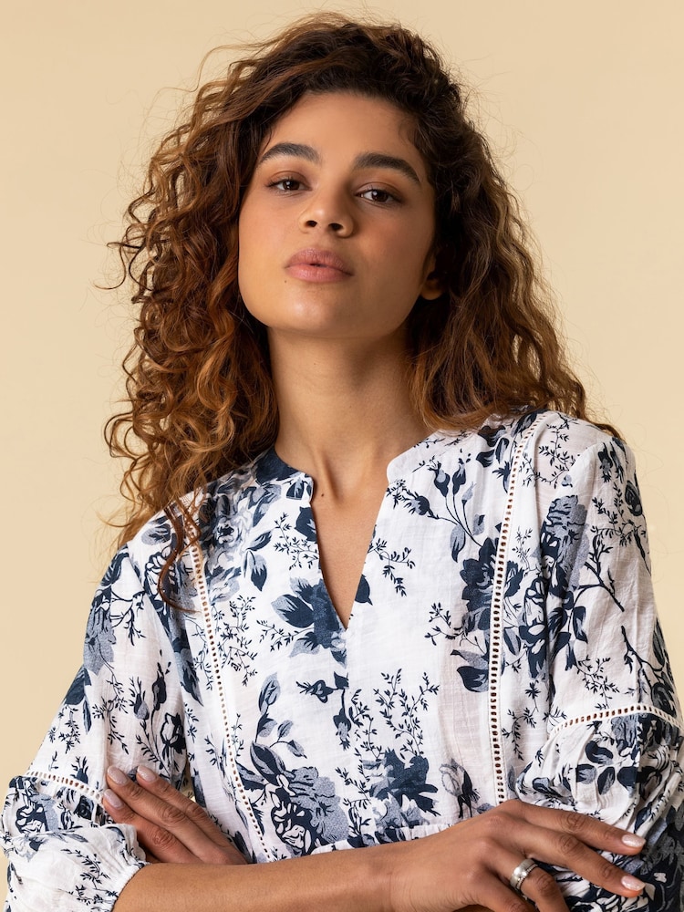Negro - Top de corte ancho y estilo boho con estampado floral de Roman - Imagen 4 de 4 Negro - Top de corte ancho y estilo boho con estampado floral de Roman - Imagen 4 de 4