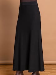 Roman Black Plain Knitted Maxi Skirt - Image 1 of 4