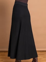 Roman Black Plain Knitted Maxi Skirt - Image 2 of 4