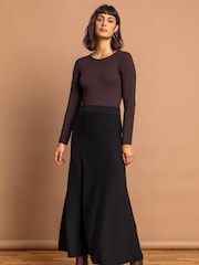 Roman Black Plain Knitted Maxi Skirt - Image 3 of 4