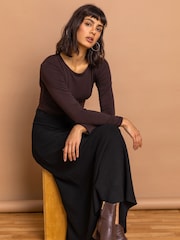 Roman Black Plain Knitted Maxi Skirt - Image 4 of 4