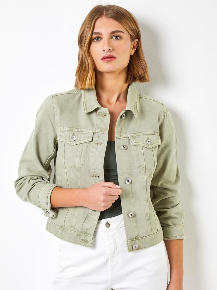 Roman Sage Green Denim Jacket - Image 1 of 5