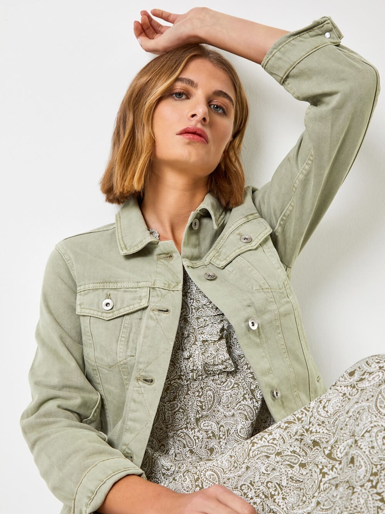 Roman Sage Green Denim Jacket - Image 4 of 5