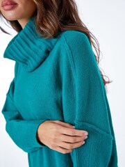 Roman Green Relaxed Roll Neck Jumper - Image 5 of 5