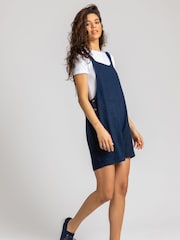 Roman Blue Shoulder Tie Detail Cotton/Linen Blend Playsuit - Image 3 of 5