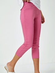 Roman Pink Cropped Stretch Denim Jeggings - Image 1 of 5