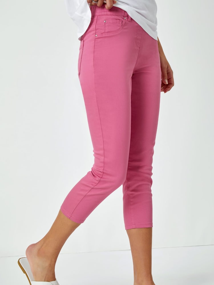 Roman Pink Cropped Stretch Denim Jeggings - Image 1 of 5