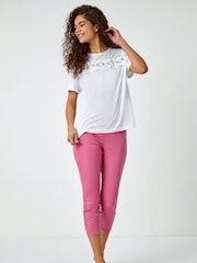 Roman Pink Cropped Stretch Denim Jeggings - Image 3 of 5