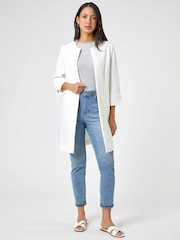 Roman White Textured Longline Jacket - Image 3 of 4