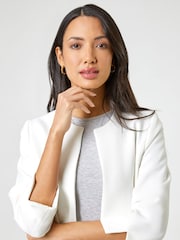 Roman White Textured Longline Jacket - Image 4 of 4