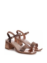 Linzi Gold Chrome Darcie Barely There Block Heeled Sandals - Image 3 of 4